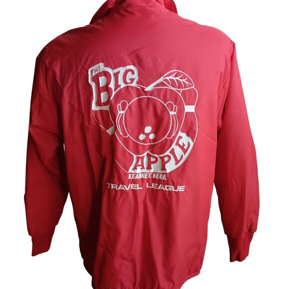 Medium Vintage Puffer Jacket Big Apple Bowling League Big Red Nebraska 1990's - Picture 1 of 6
